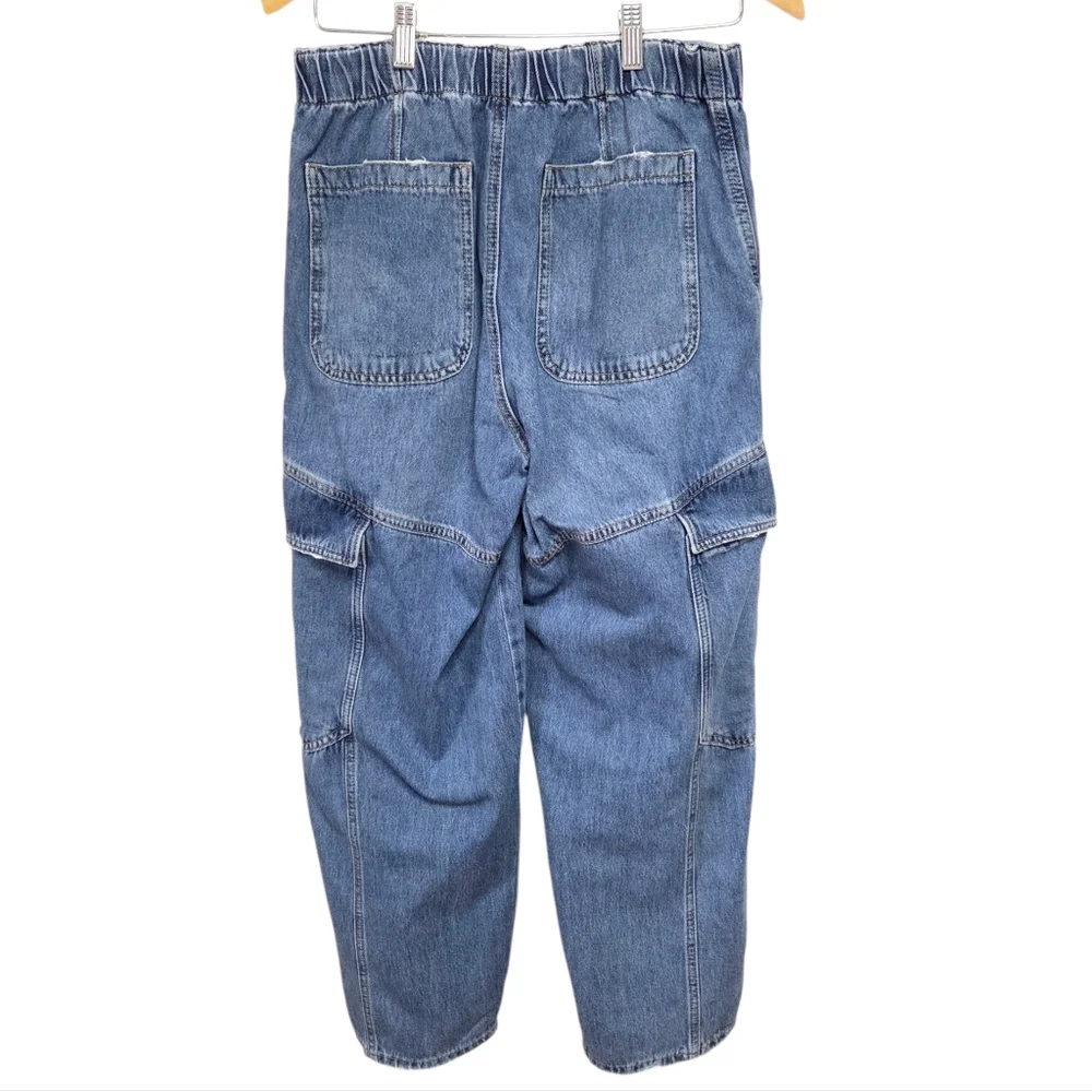 Free People All Star Pull On Jeans Utility Cargo Low Slung Baggy Denim Small - Picture 5 of 12